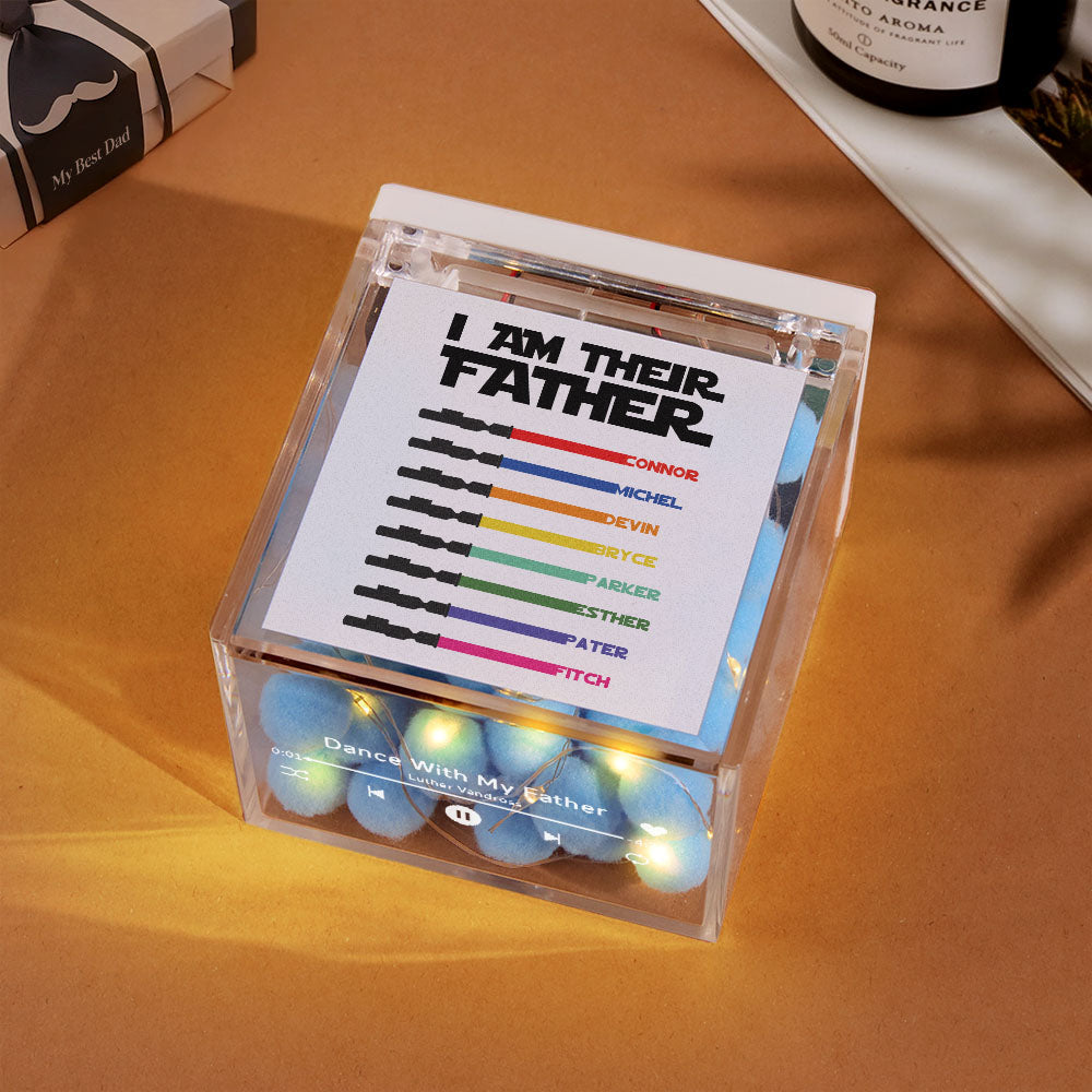 Personalized Light Saber Mini Vinyl Record Player I Am Their Father Acrylic Custom Automatic Music Player Gift for Dad On Father's Day