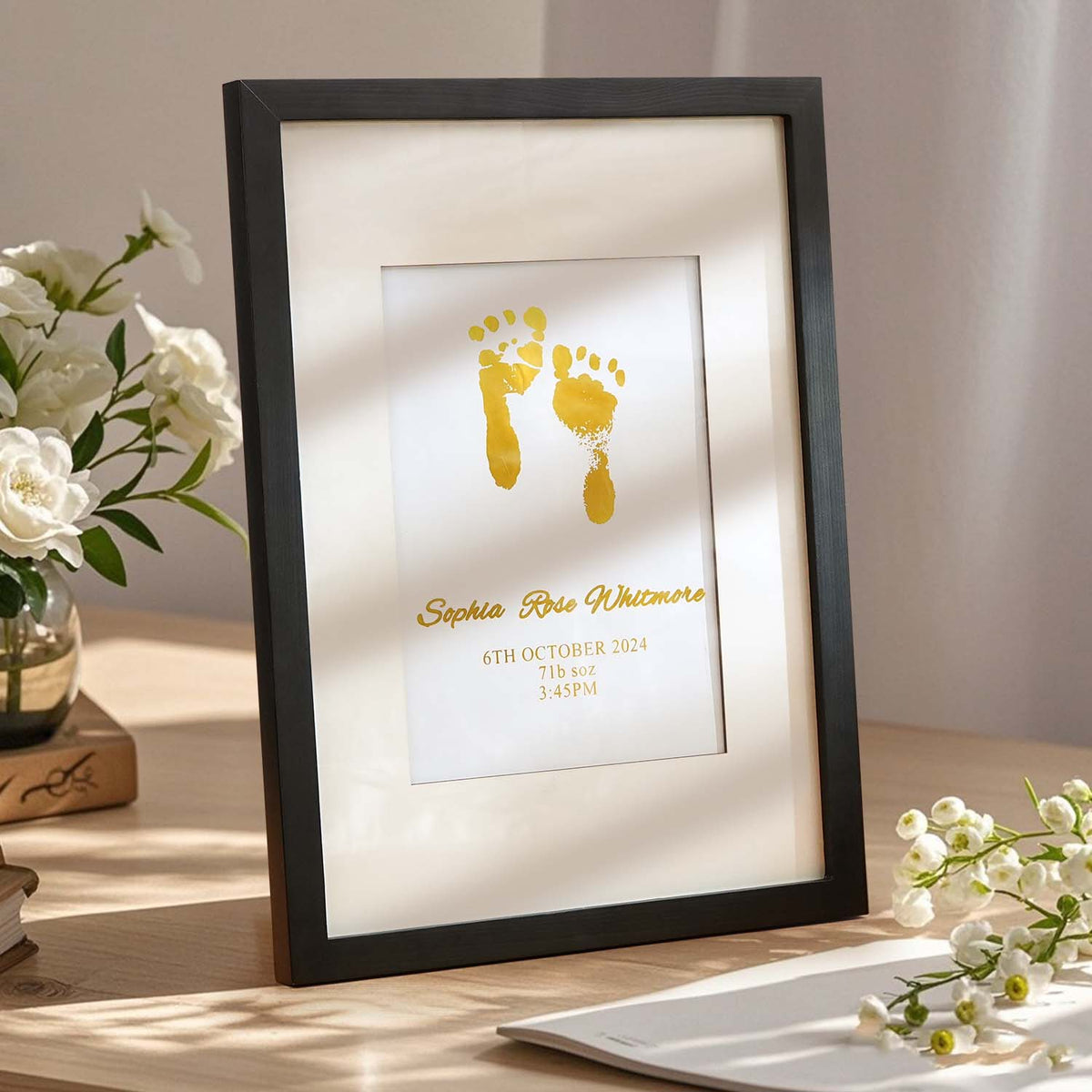 Personalised Foiled Baby Hand & Footprint Artwork A Good Gift