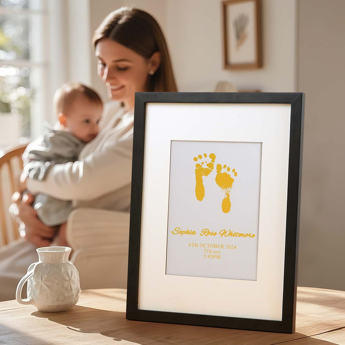 Personalised Foiled Baby Hand & Footprint Artwork A Good Gift