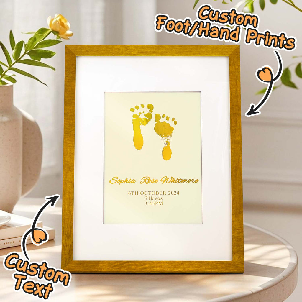 Personalised Foiled Baby Hand & Footprint Artwork A Good Gift