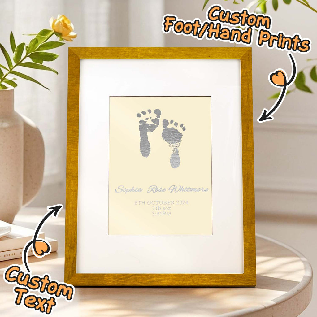 Personalised Foiled Baby Hand & Footprint Artwork A Good Gift