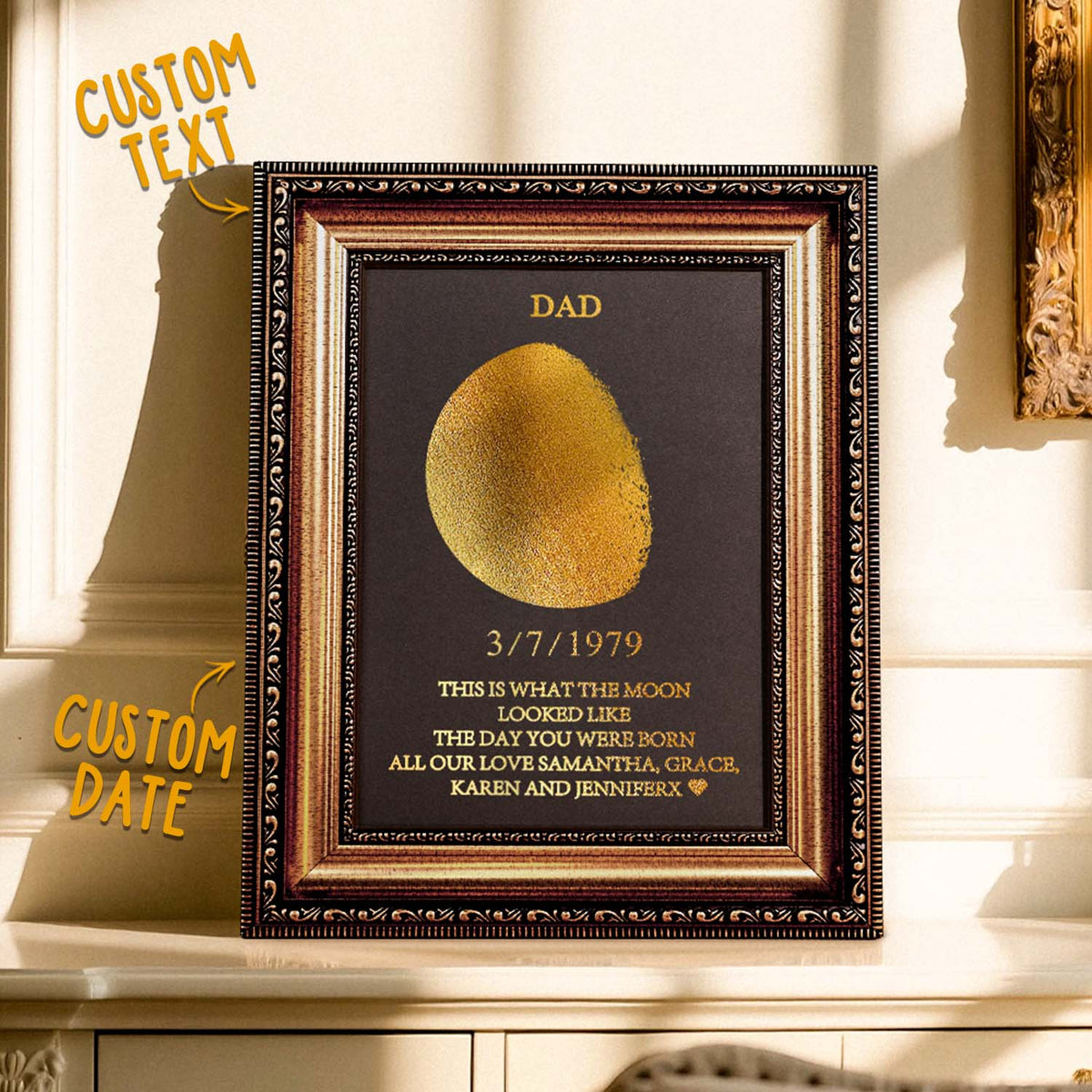 Custom Moon Phase Frame With Birth Date Ideal Gift for Dad Father's Day Gifts