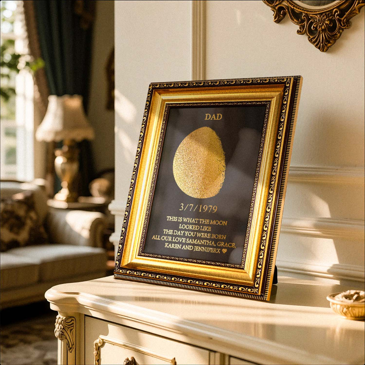 Custom Moon Phase Frame With Birth Date Ideal Gift for Dad Father's Day Gifts