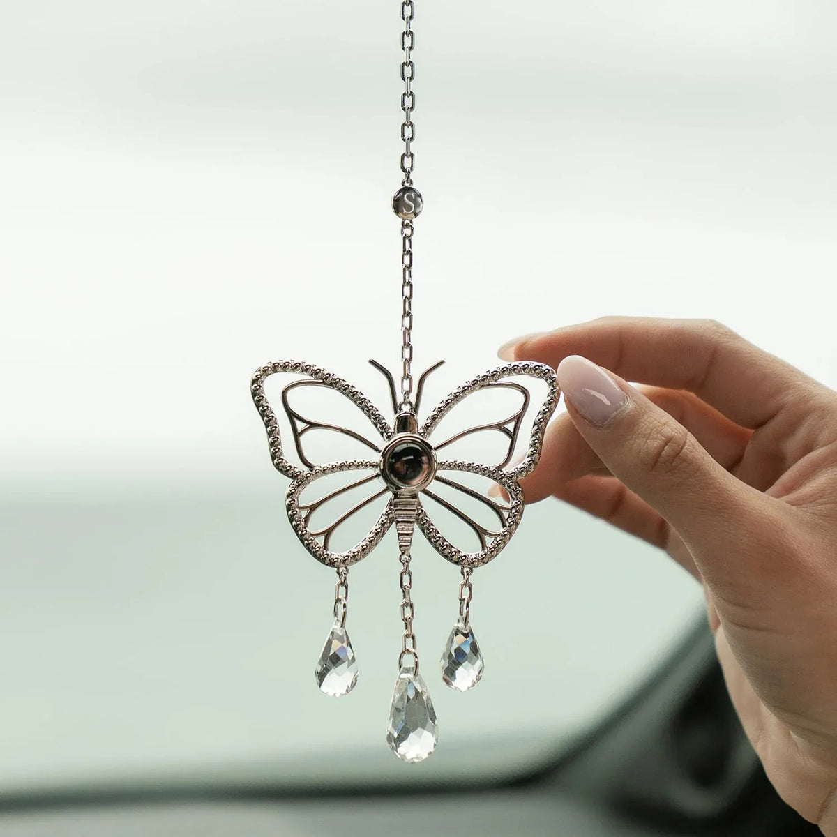 Personalized Butterfly Photo Sun Catcher Projection Ornament Car Decor