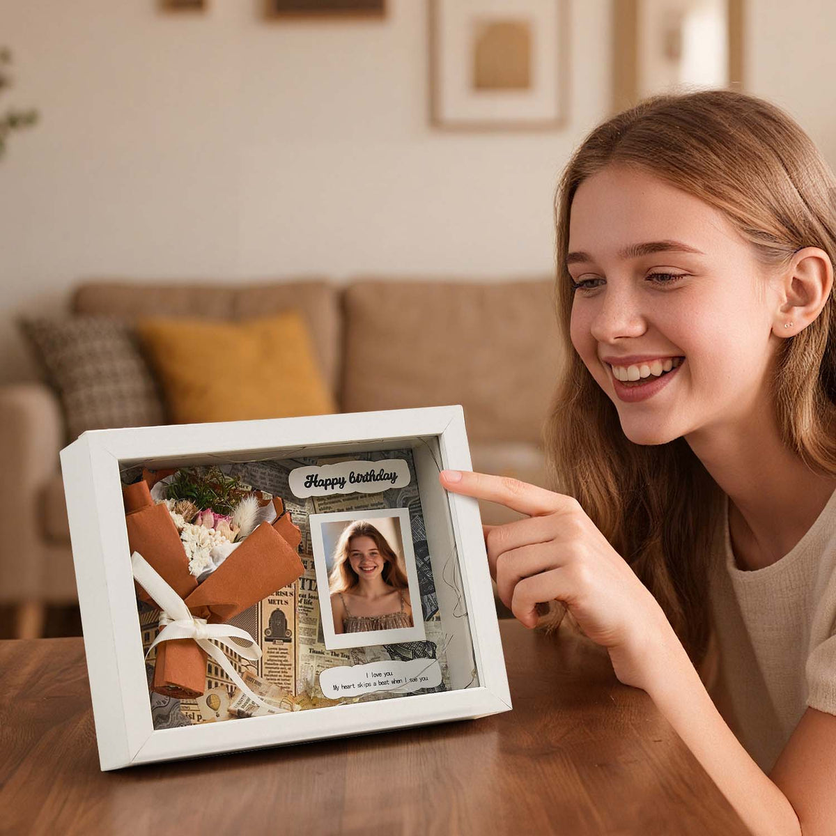 Custom Photo Bouquet Frames Custom Photo Night Light Romantic Home Decor Gifts for Her Birthday Gift