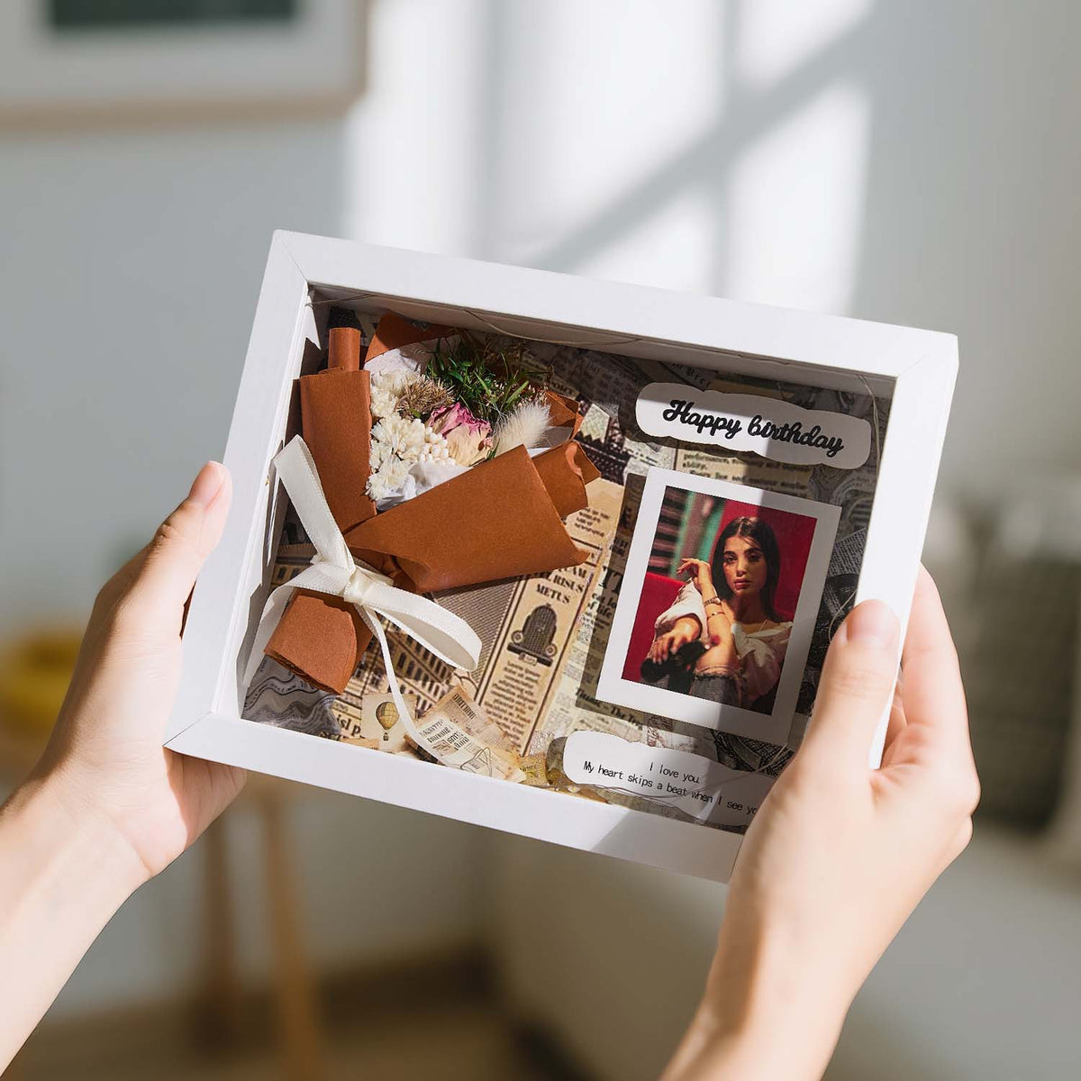 Custom Photo Bouquet Frames Custom Photo Night Light Romantic Home Decor Gifts for Her Birthday Gift