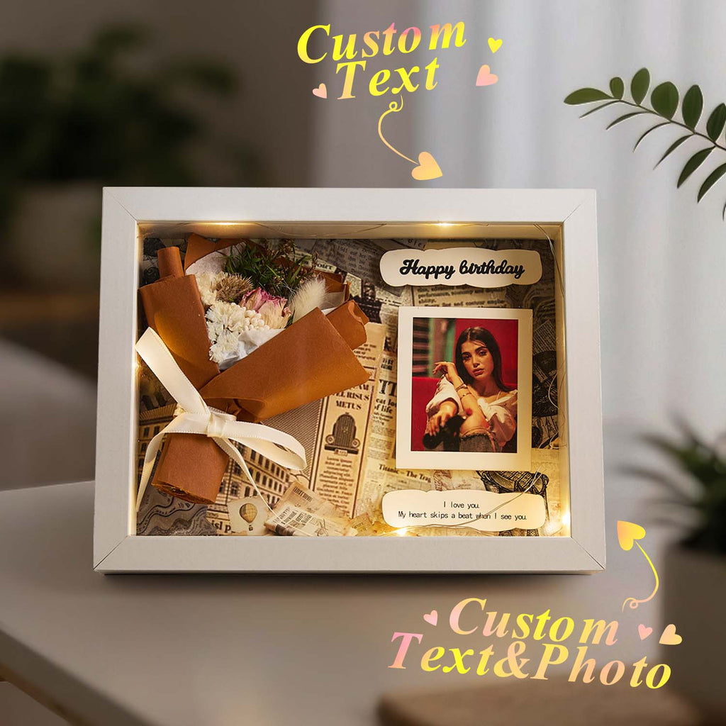 Custom Photo Bouquet Frames Custom Photo Night Light Romantic Home Decor Gifts for Her Birthday Gift
