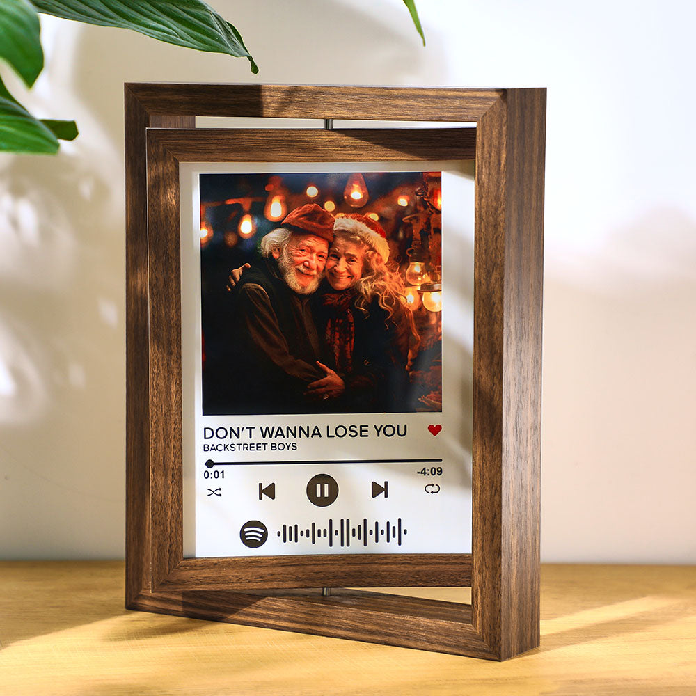 Custom Photo Spotify Rotating Frame Scannable Spotify Code Floating Picture Decor Frame Gifts For Couples