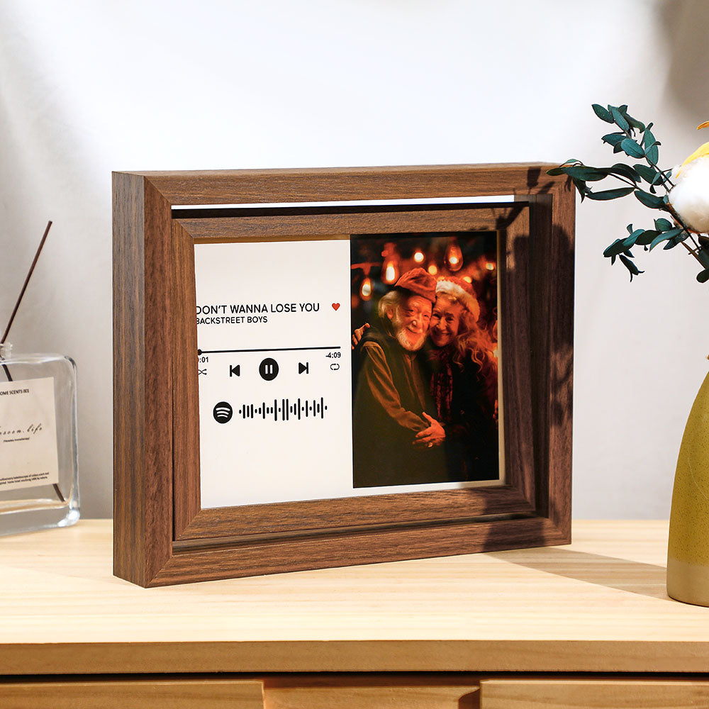 Scannable Spotify Code Photo Rotating Frame Personalized Spotify Floating Picture Decor Frame Gifts For Couples