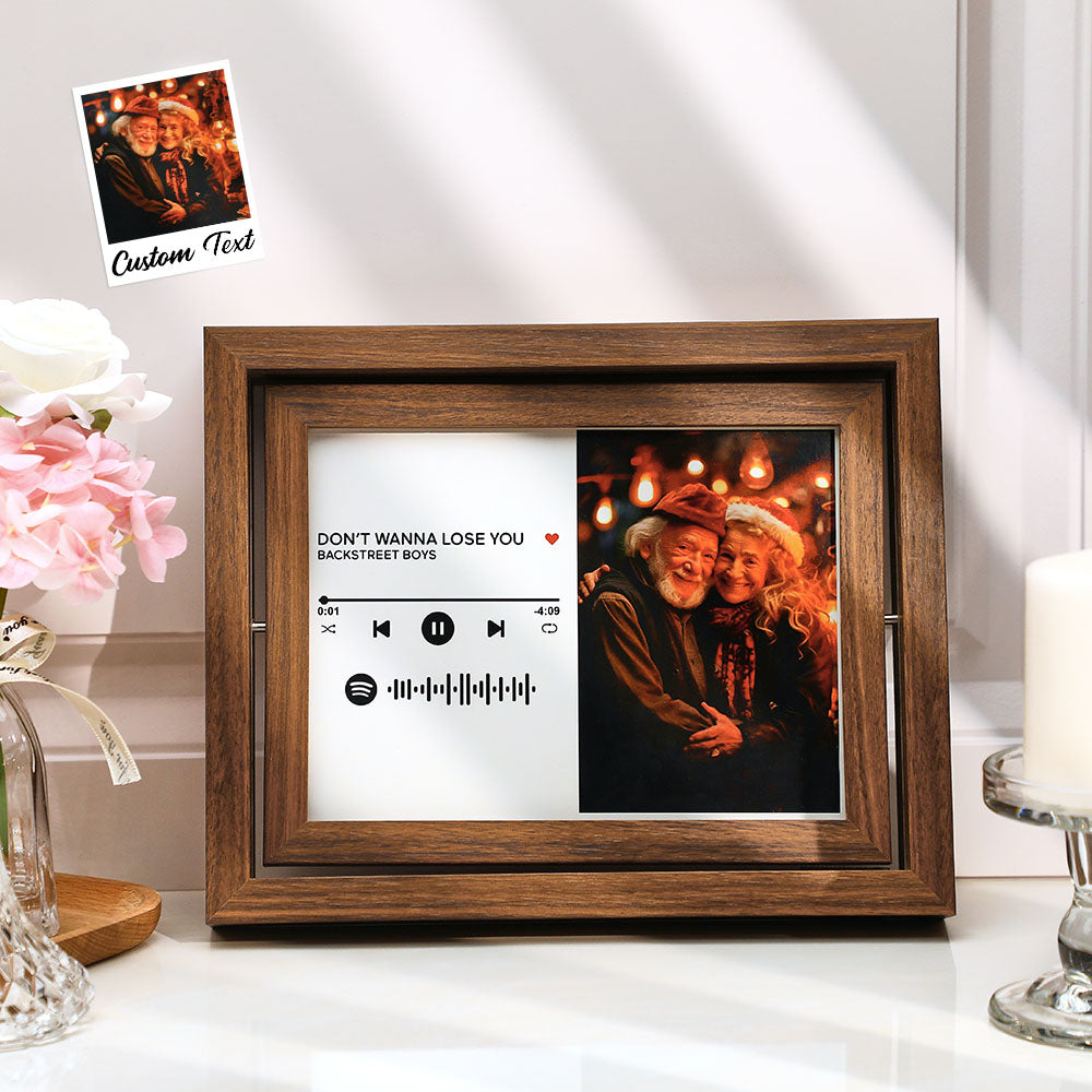 Scannable Spotify Code Photo Rotating Frame Personalized Spotify Floating Picture Decor Frame Gifts For Couples