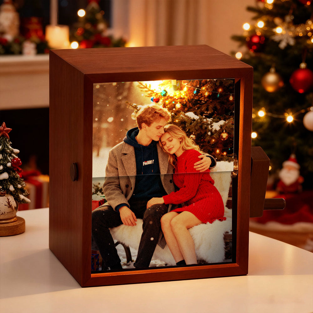 Custom Photo Flipbook Frame Vertical 13*16cm Animation Machine Mechanical Hand-cranked Flipbook Box Photo Album with Light Christmas Gifts