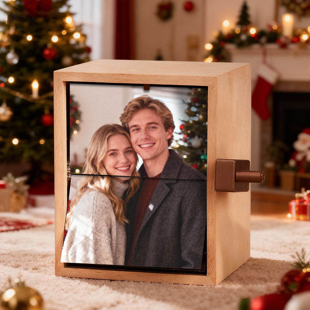 Custom Photo Flipbook Frame Vertical 13*16cm Animation Machine Mechanical Hand-cranked Flipbook Box Photo Album with Light Christmas Gifts