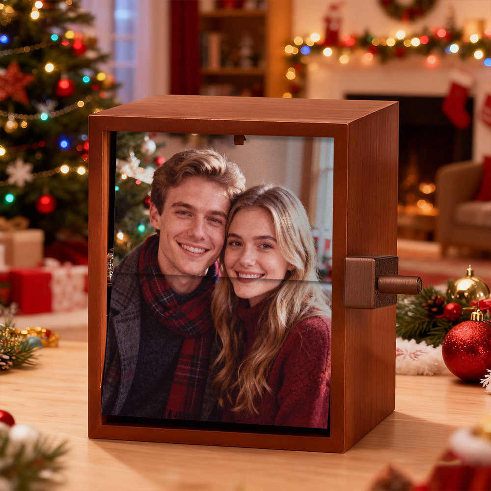 Custom Photo Flipbook Frame Vertical 13*16cm Animation Machine Mechanical Hand-cranked Flipbook Box Photo Album with Light Christmas Gifts