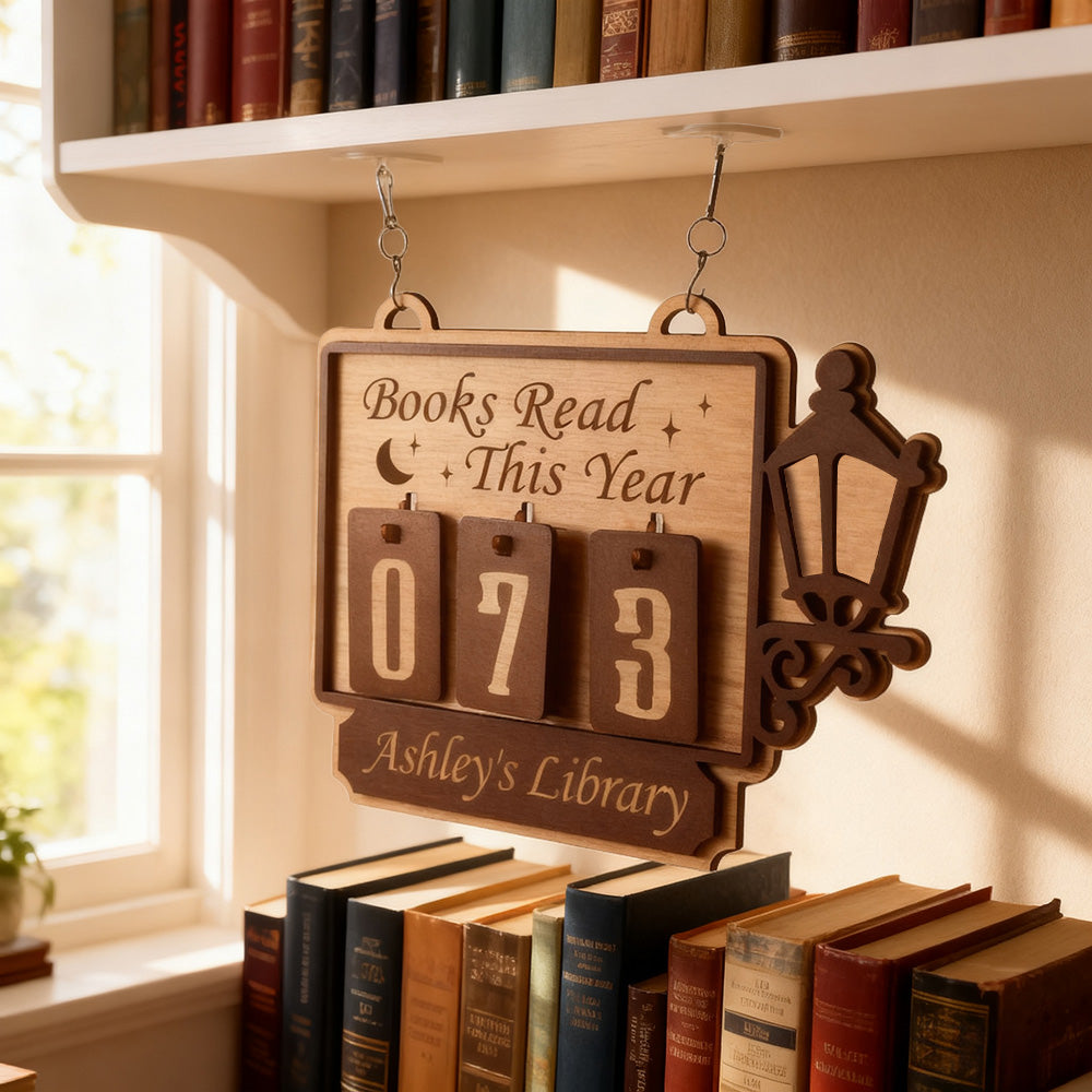 Personalized Books Read Tracker Books Read This Year Bookshelf Counter Bookish Decor Bookish Gift Gift for Readers Book Lovers Gift