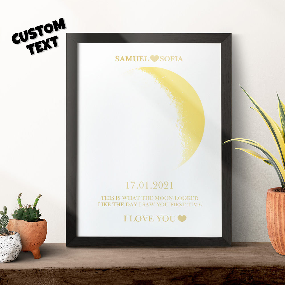 Custom Moon Phase Gold Print Frame Gifts for Birthday and Anniversary