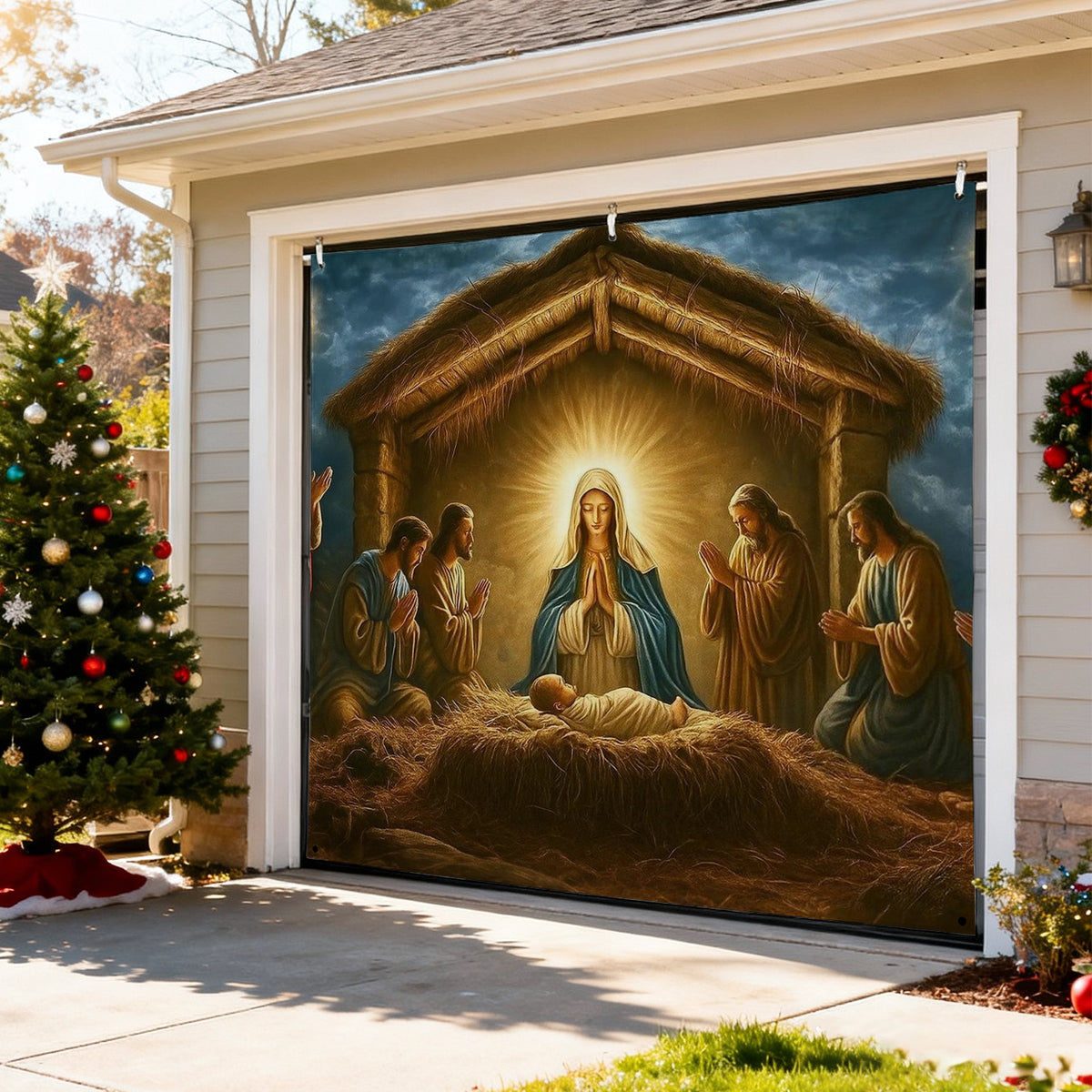 Christmas Garage Door Covers Custom Holiday Door Curtain, Festive Outdoor Decoration, Hanging Garage Cover