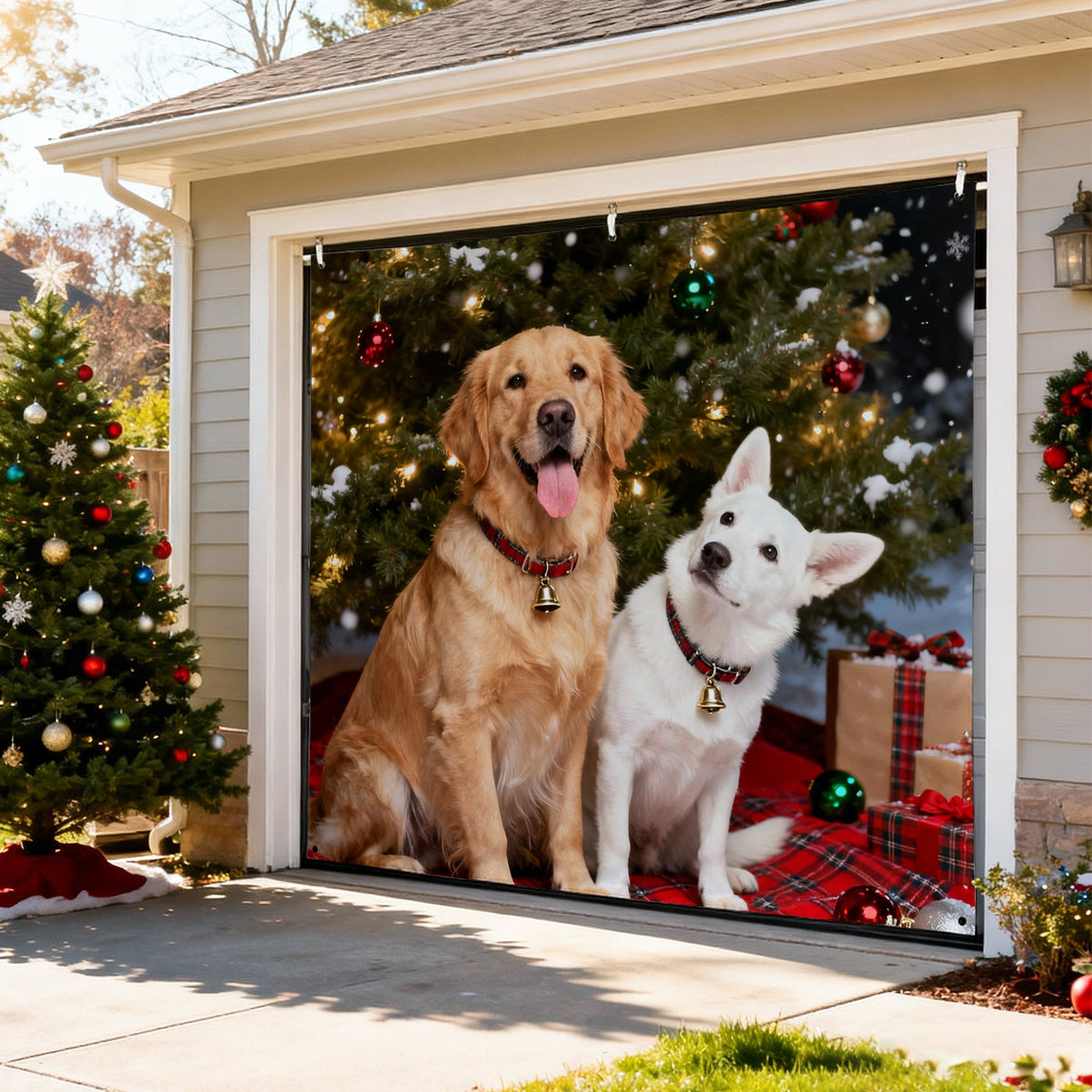 Christmas Garage Door Covers Custom Holiday Door Curtain, Festive Outdoor Decoration, Hanging Garage Cover