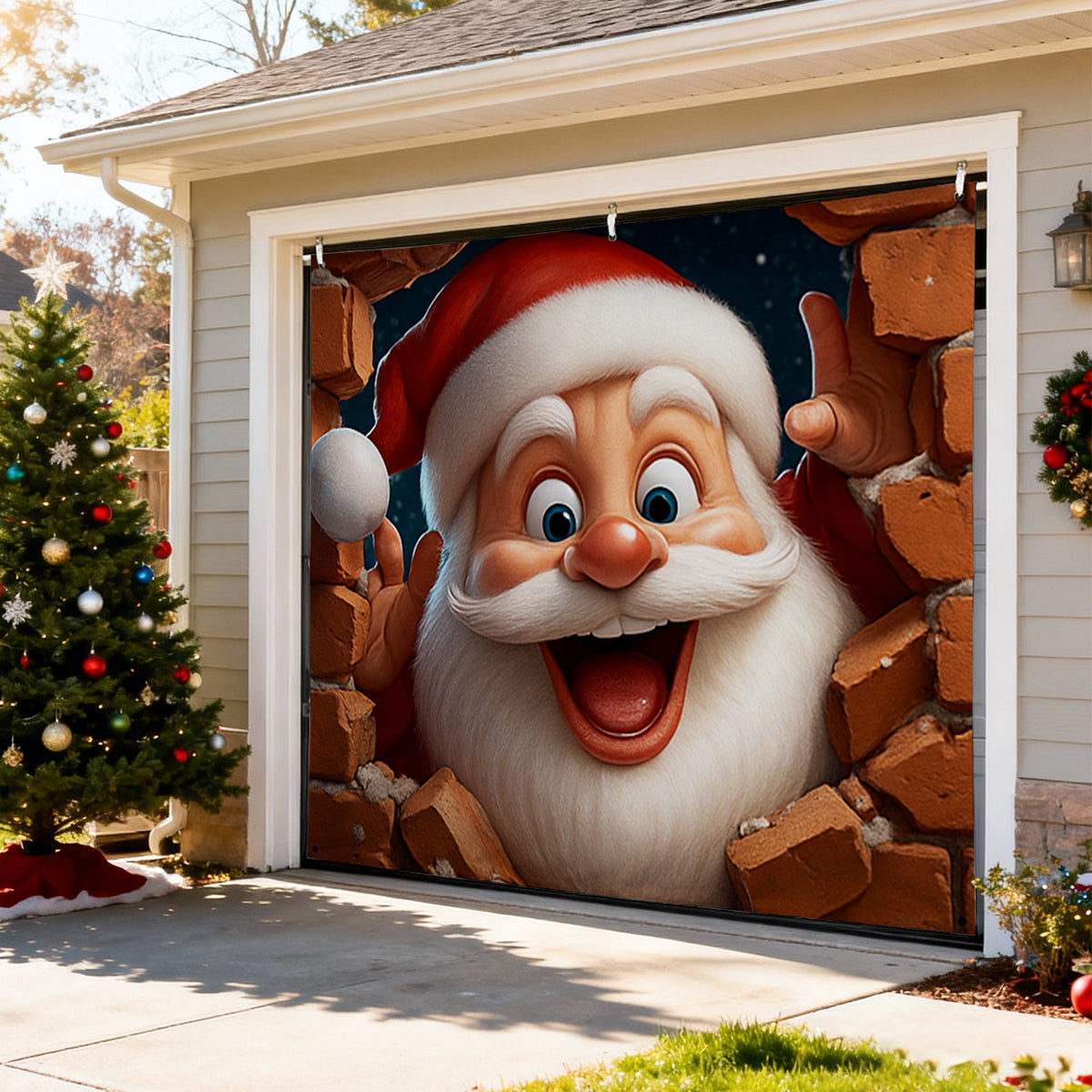 Christmas Garage Door Covers Custom Holiday Door Curtain, Festive Outdoor Decoration, Hanging Garage Cover