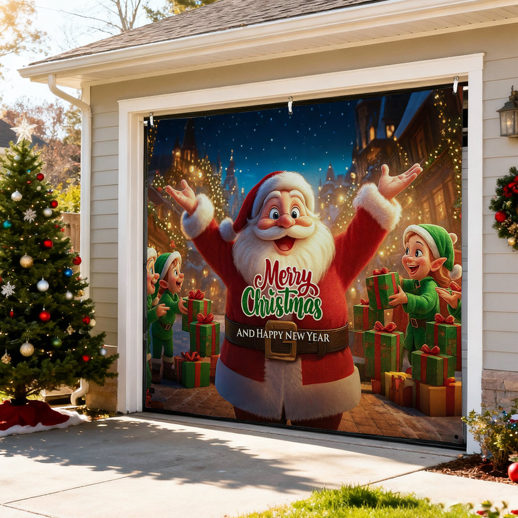 Christmas Garage Door Covers Custom Holiday Door Curtain, Festive Outdoor Decoration, Hanging Garage Cover