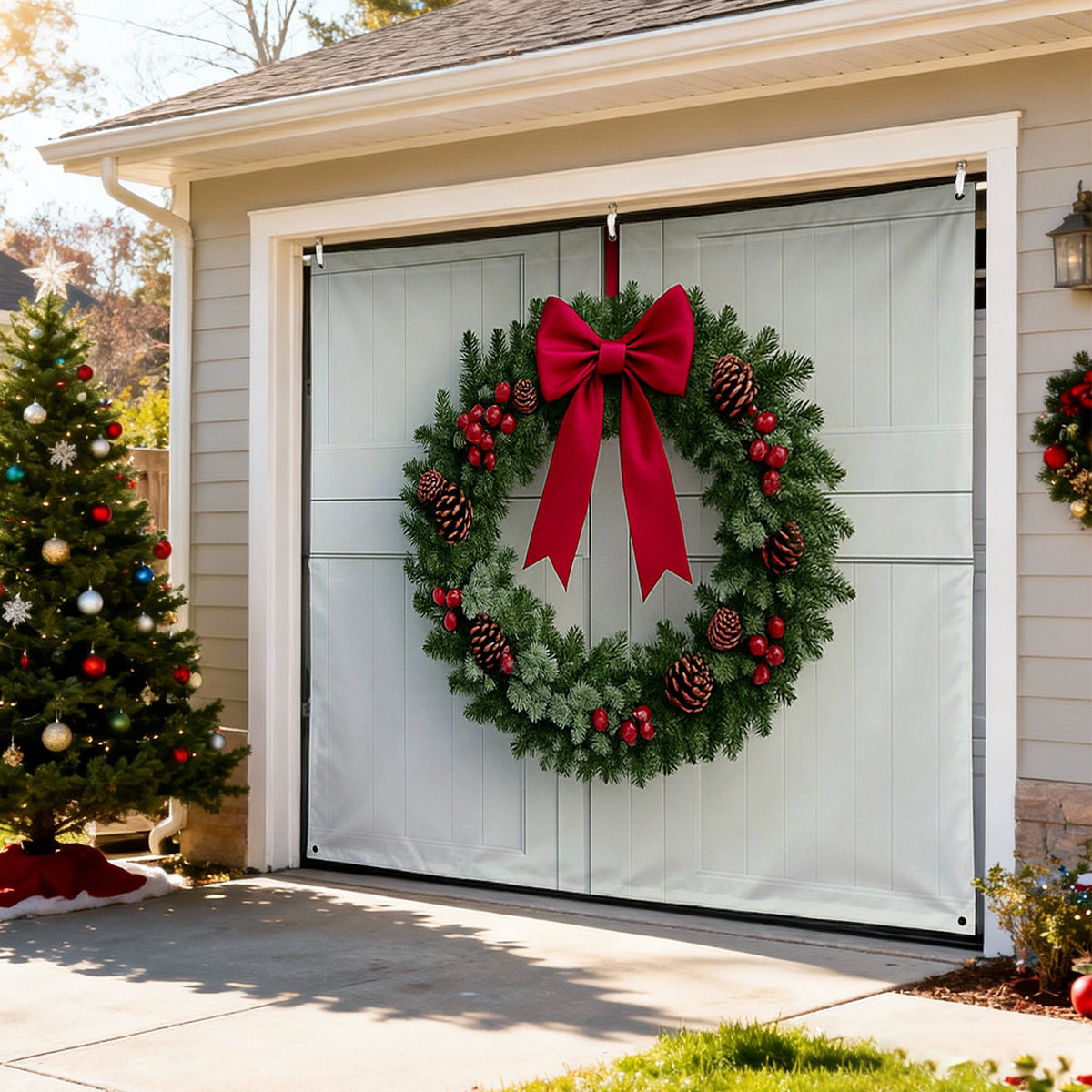 Christmas Garage Door Covers Custom Holiday Door Curtain, Festive Outdoor Decoration, Hanging Garage Cover