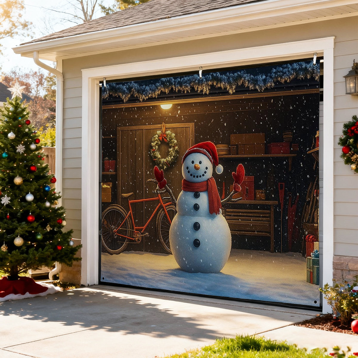 Christmas Garage Door Covers Custom Holiday Door Curtain, Festive Outdoor Decoration, Hanging Garage Cover