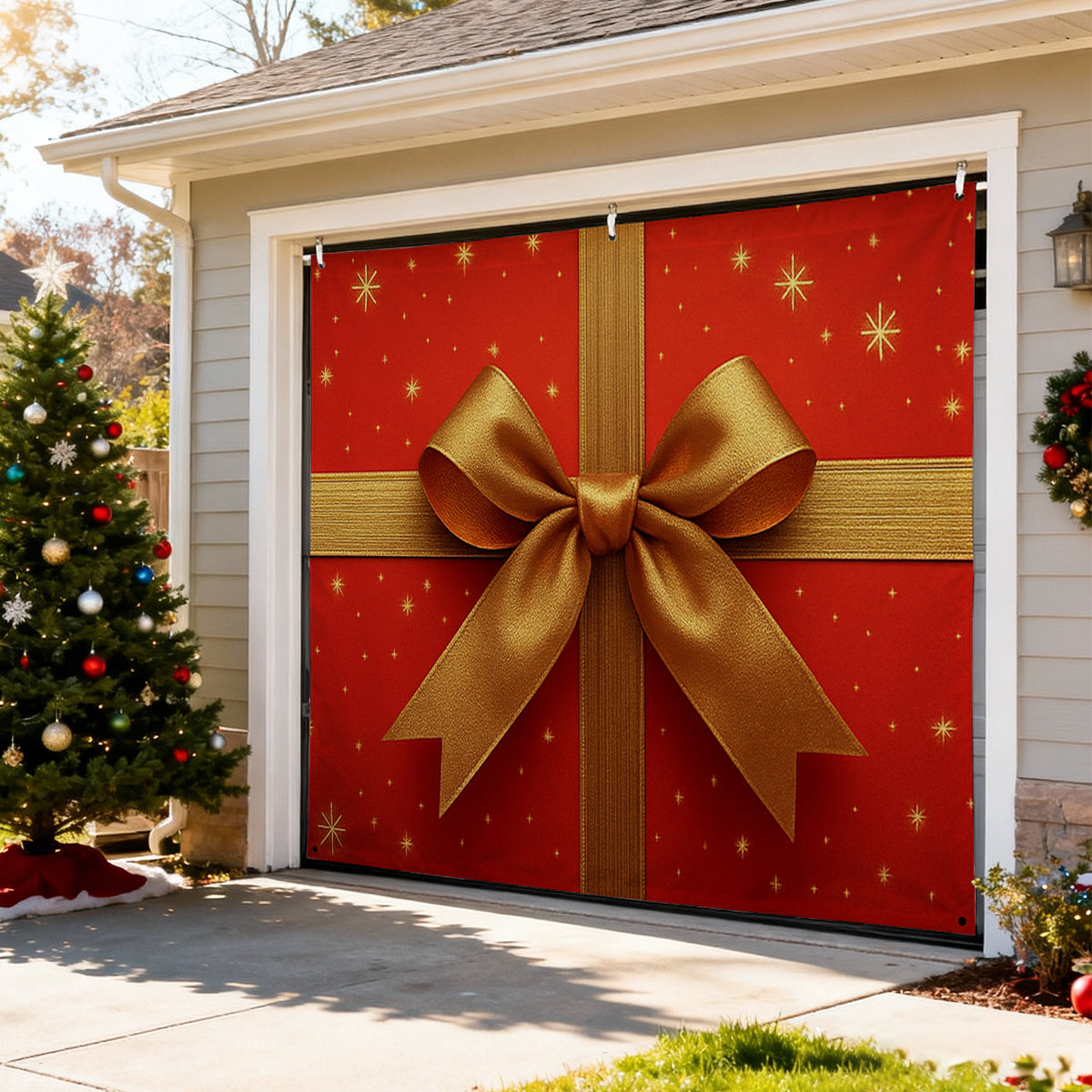 Christmas Garage Door Covers Custom Holiday Door Curtain, Festive Outdoor Decoration, Hanging Garage Cover