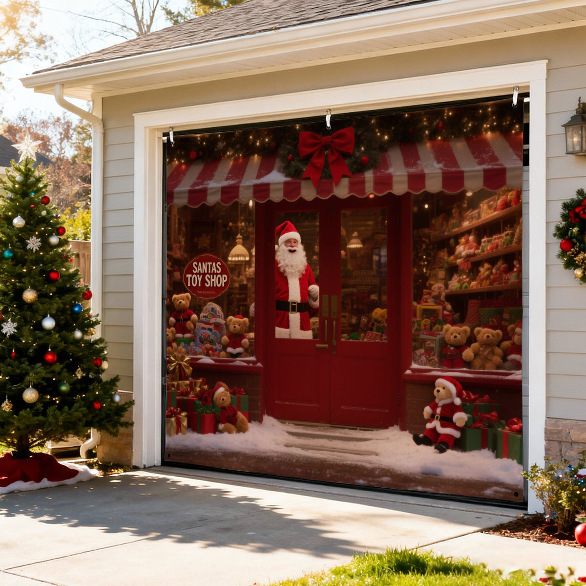 Christmas Garage Door Covers Custom Holiday Door Curtain, Festive Outdoor Decoration, Hanging Garage Cover