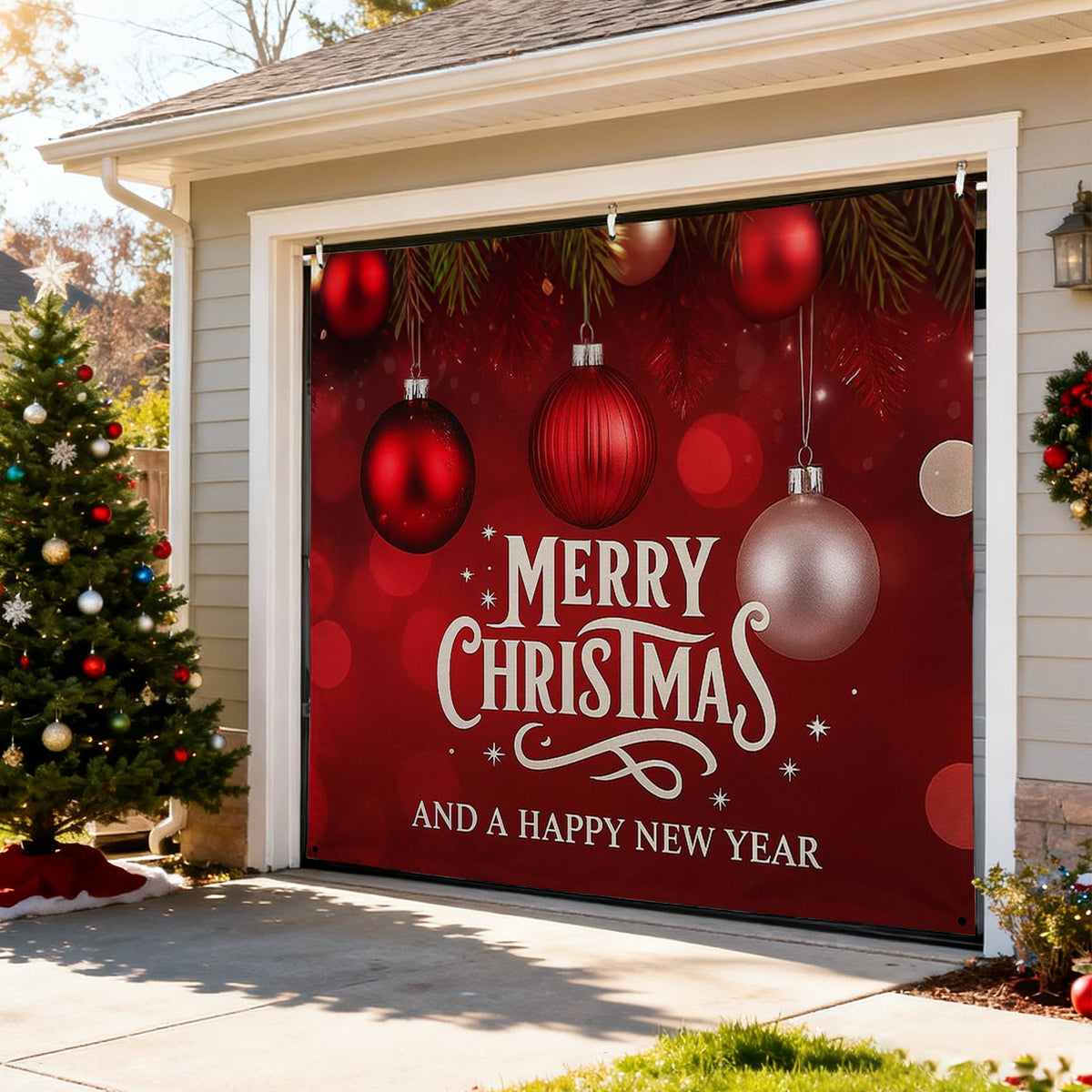 Christmas Garage Door Covers Custom Holiday Door Curtain, Festive Outdoor Decoration, Hanging Garage Cover
