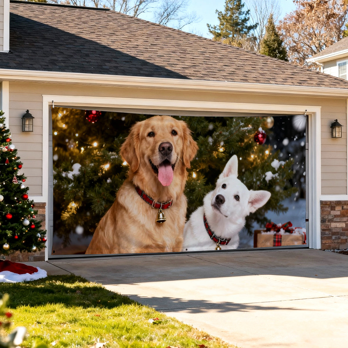 Christmas Garage Door Covers Custom Holiday Door Curtain, Festive Outdoor Decoration, Hanging Garage Cover