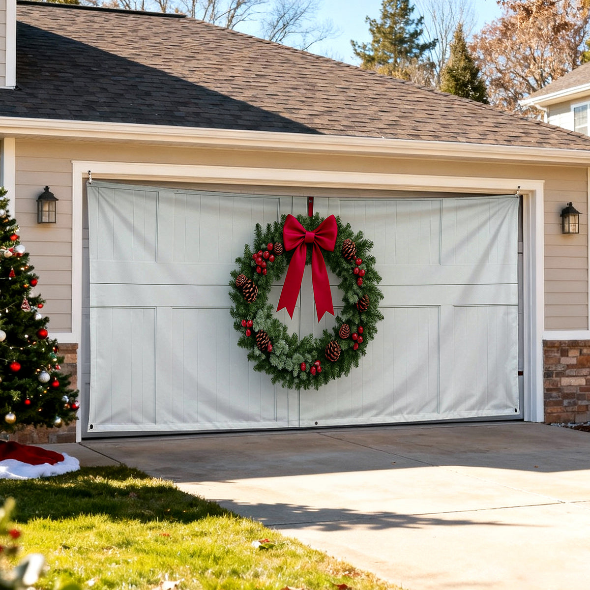 Christmas Garage Door Covers Custom Holiday Door Curtain, Festive Outdoor Decoration, Hanging Garage Cover