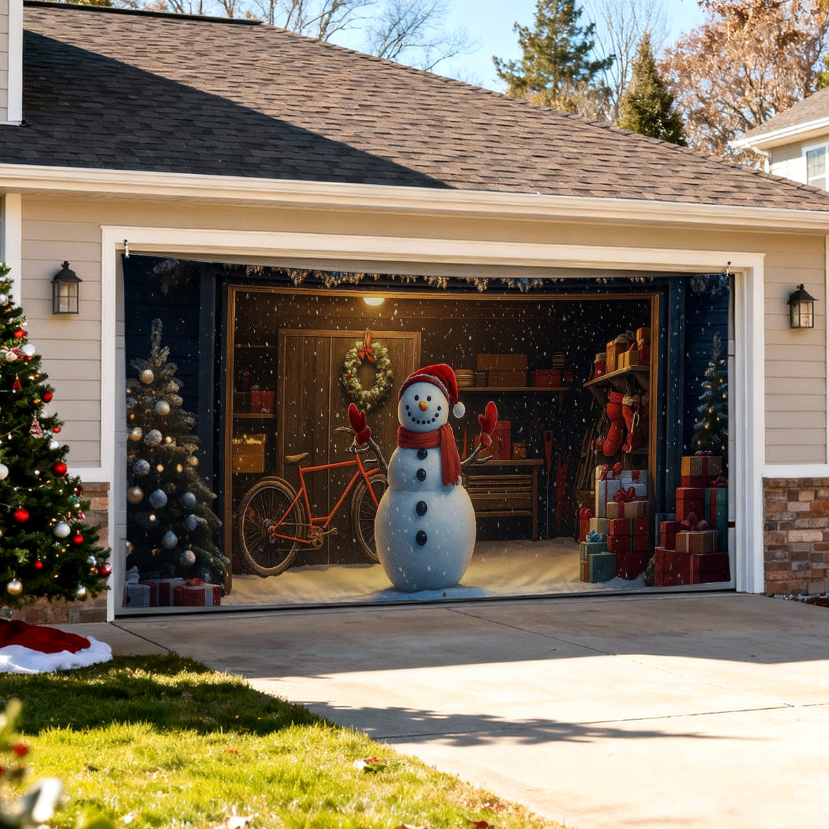Christmas Garage Door Covers Custom Holiday Door Curtain, Festive Outdoor Decoration, Hanging Garage Cover