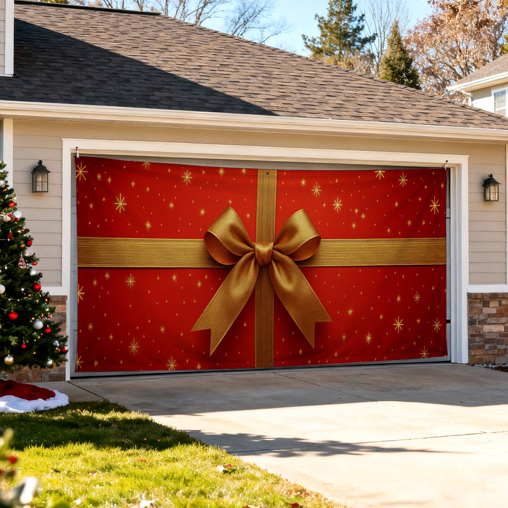Christmas Garage Door Covers Custom Holiday Door Curtain, Festive Outdoor Decoration, Hanging Garage Cover