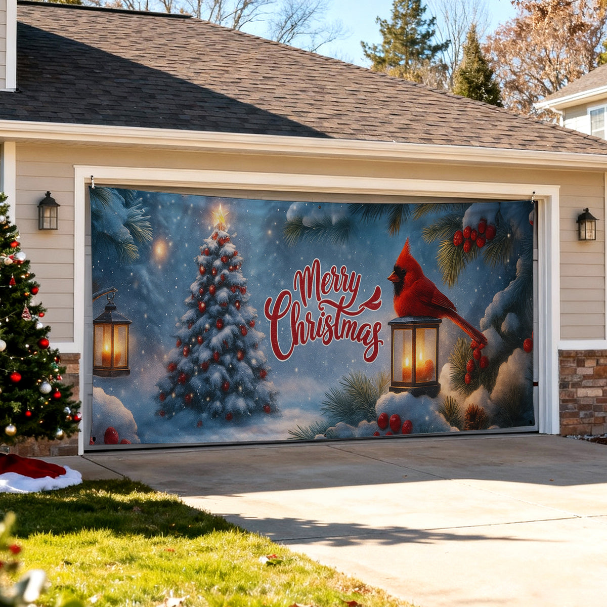 Christmas Garage Door Covers Custom Holiday Door Curtain, Festive Outdoor Decoration, Hanging Garage Cover