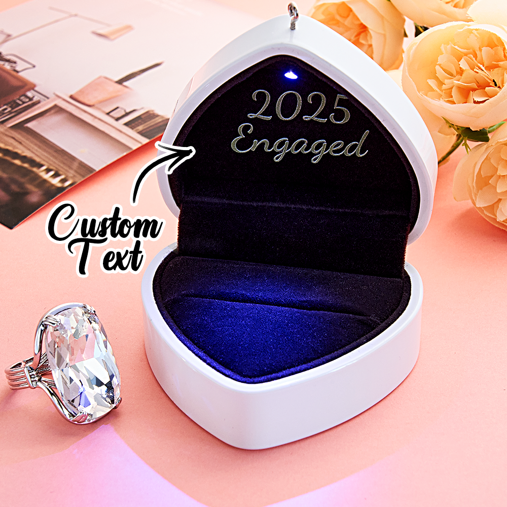 Custom Christmas Proposal Ring Box Ornament, Personalized Fabric Engagement Ornament with Oversized Ring, Cute Giant Engagement Ring, Valentine's Gift for Her, Holiday Decor