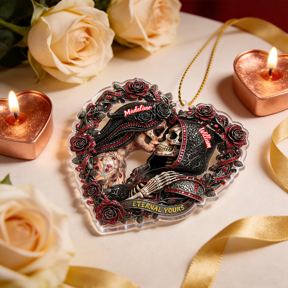 Personalized Skull Couple Christmas Ornament Custom Name Ornament Couple Gifts