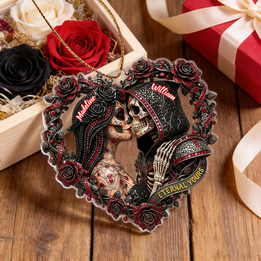 Personalized Skull Couple Christmas Ornament Custom Name Ornament Couple Gifts