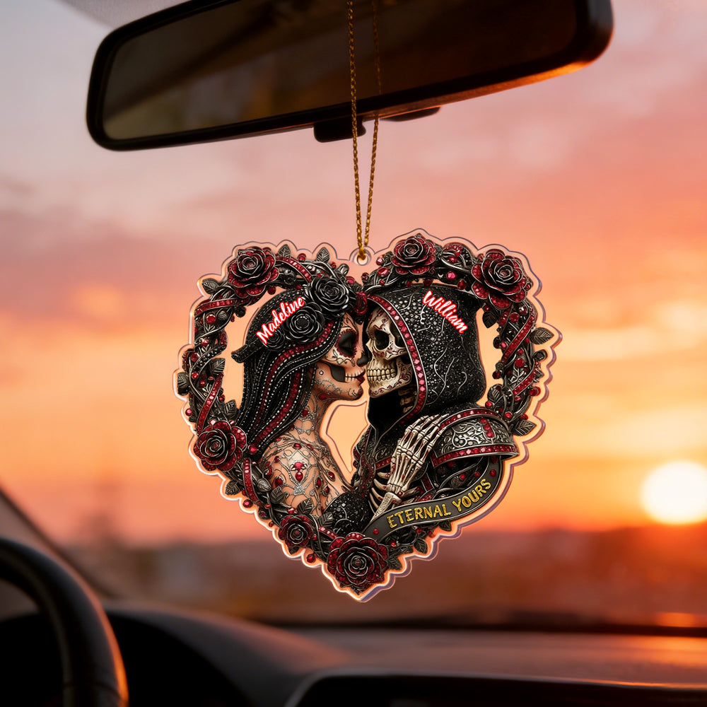 Personalized Skull Couple Christmas Ornament Custom Name Ornament Couple Gifts