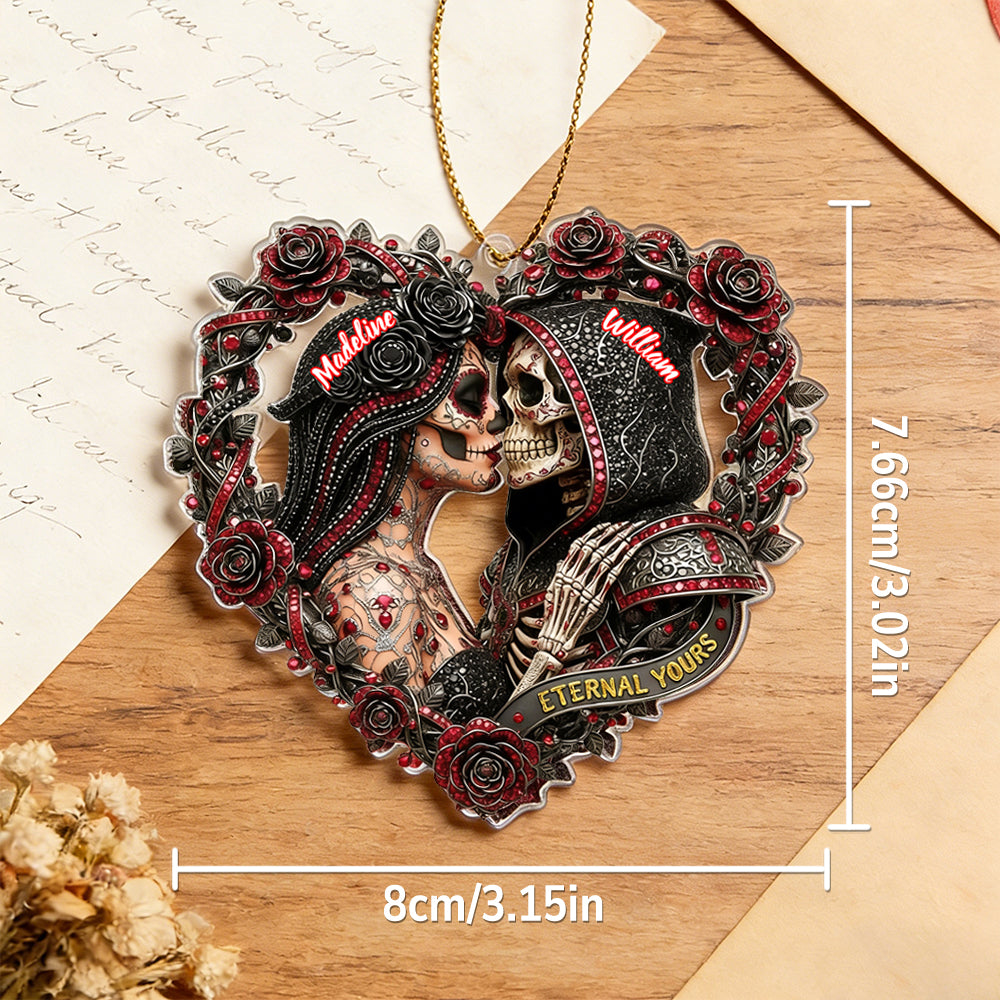 Personalized Skull Couple Christmas Ornament Custom Name Ornament Couple Gifts