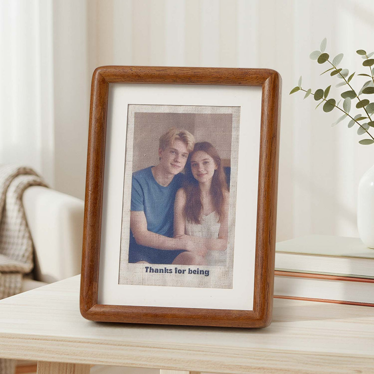 Custom Photo Linen Personalised Linen Print with Text Vintage Style