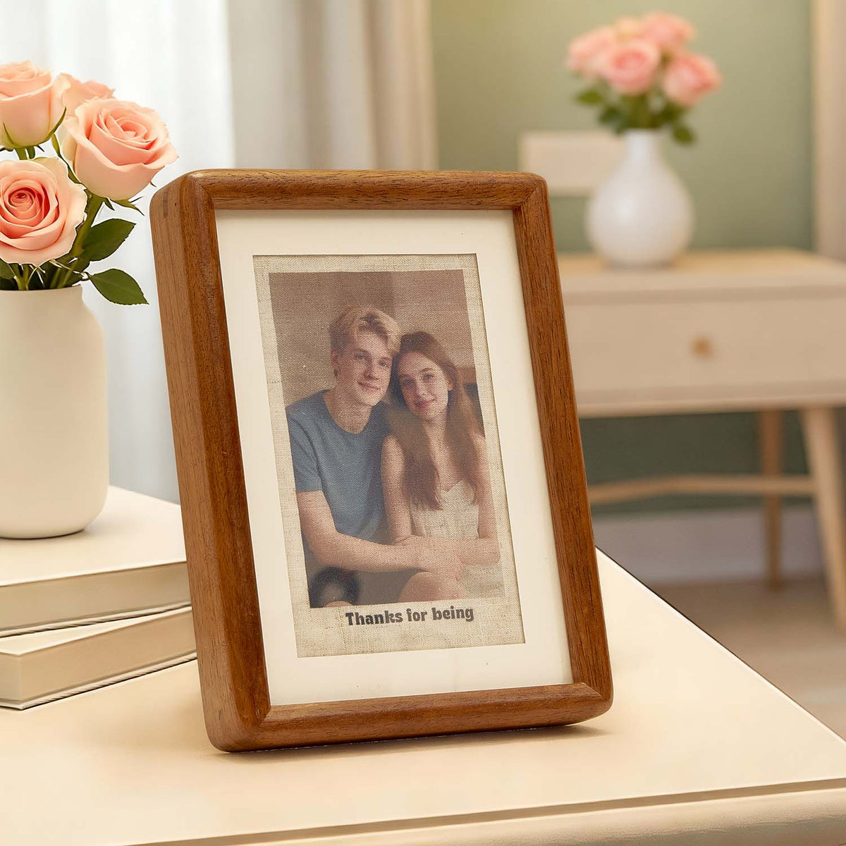 Custom Photo Linen Personalised Linen Print with Text Vintage Style