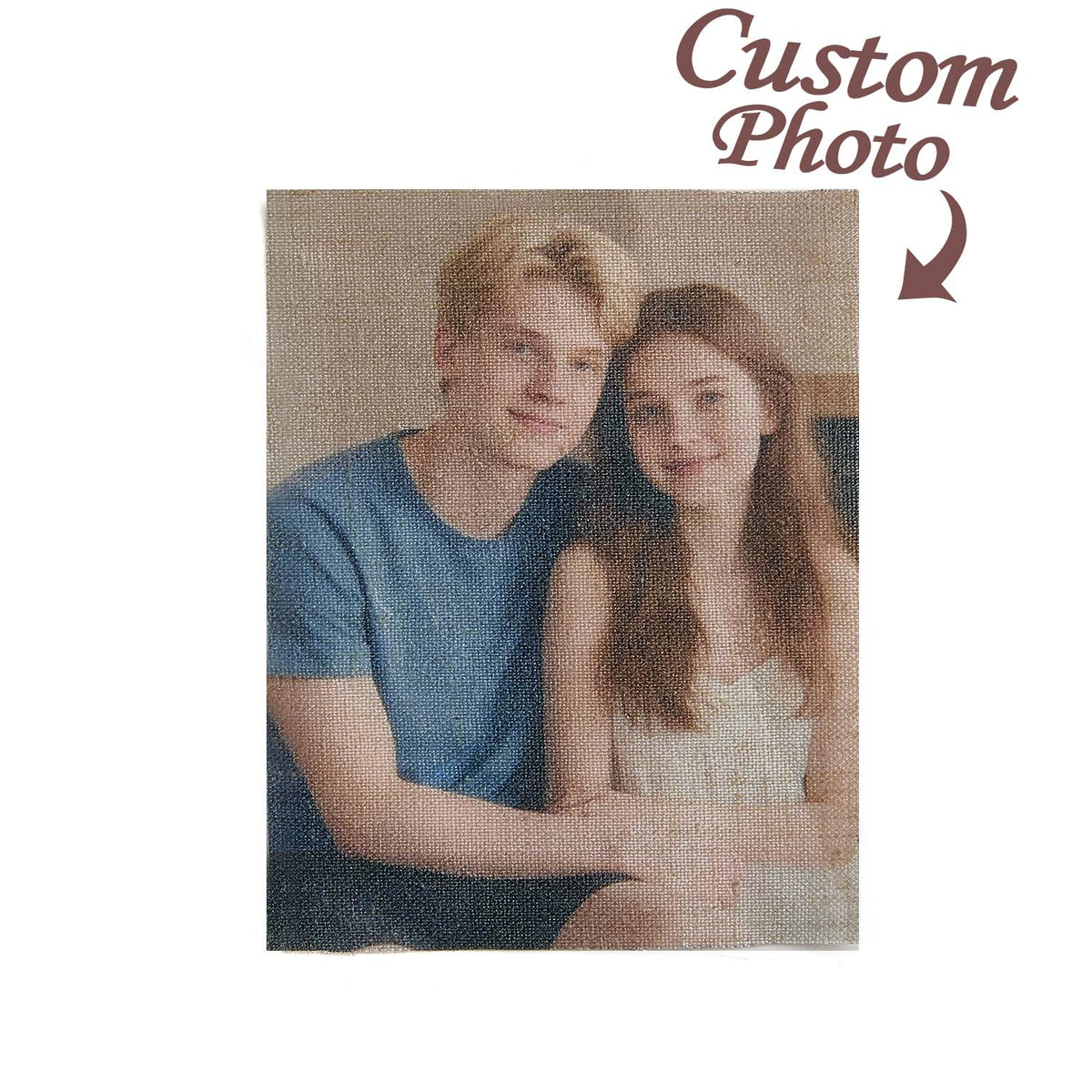 Custom Photo Linen Personalised Linen Print with Text Vintage Style