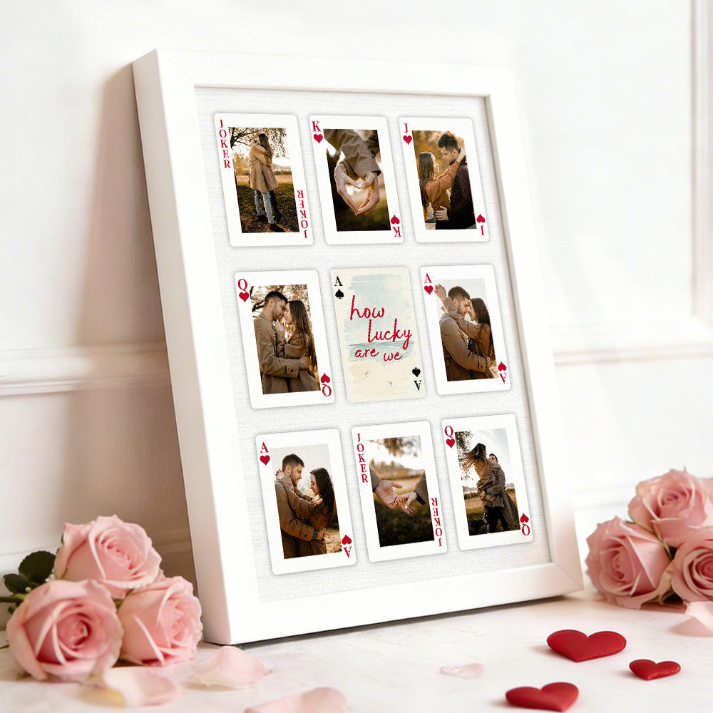Personalized Love Playing Cards Frame, Custom Photo Wall Art for Couples, A Timeless Valentine's & Anniversary Gift