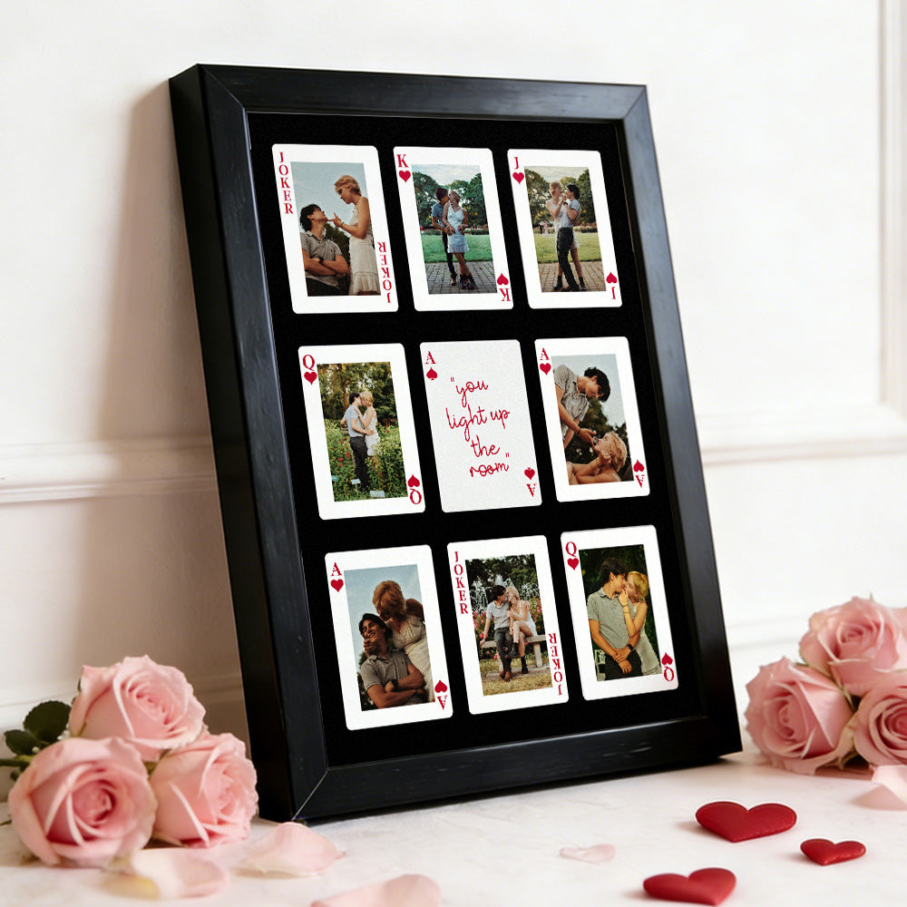 Personalized Love Playing Cards Frame, Custom Photo Wall Art for Couples, A Timeless Valentine's & Anniversary Gift