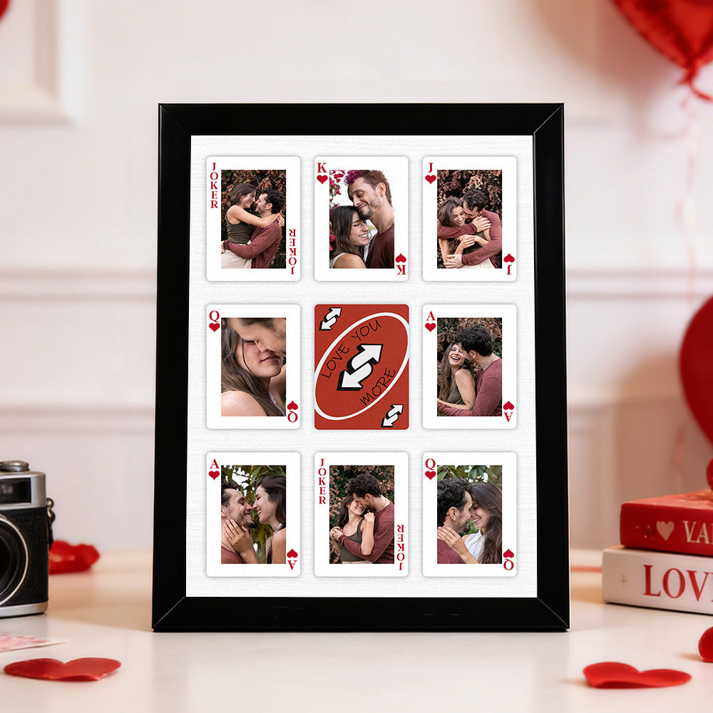Personalized Love Playing Cards Frame, Custom Photo Wall Art for Couples, A Timeless Valentine's & Anniversary Gift