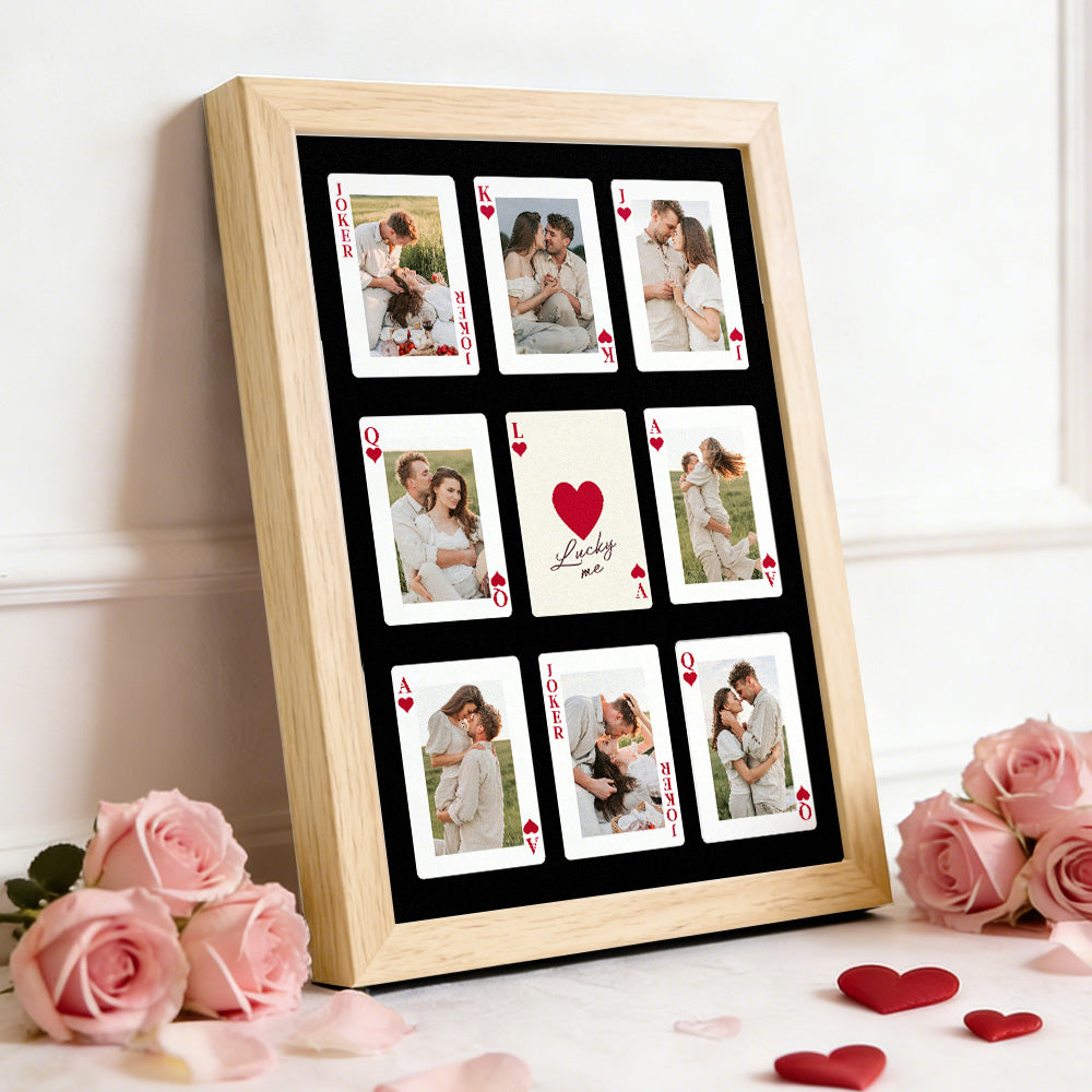 Personalized Love Playing Cards Frame, Custom Photo Wall Art for Couples, A Timeless Valentine's & Anniversary Gift