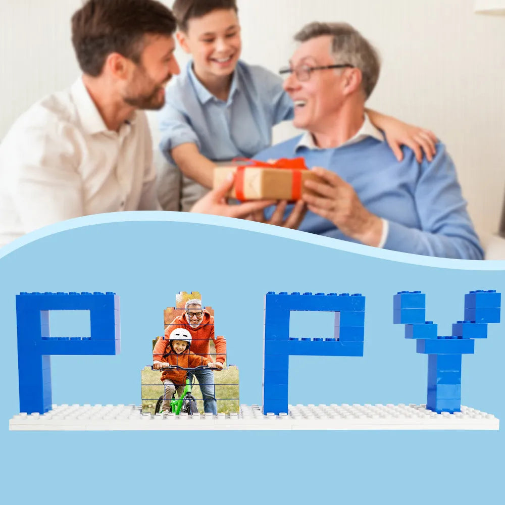 Personalized DAD and PAPA Photo Building Brick Puzzles Photo Block Father's Day Gifts