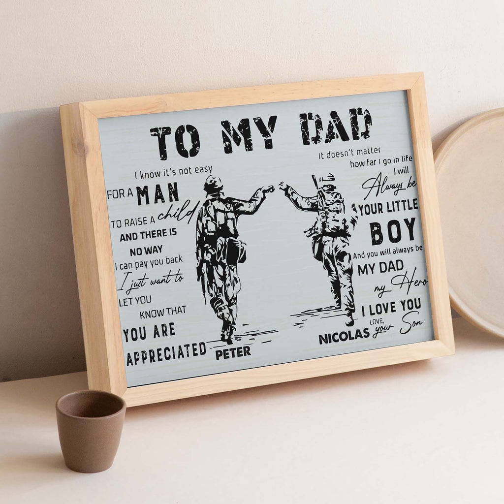 Custom Soldier Wooden Frame Army Style To My Dad with Name Father's Day Gift