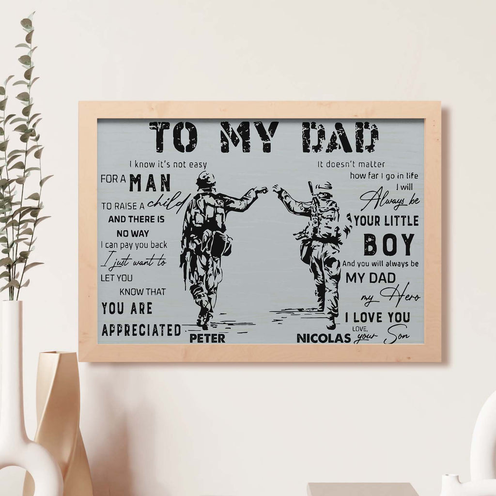 Custom Soldier Wooden Frame Army Style To My Dad with Name Father's Day Gift