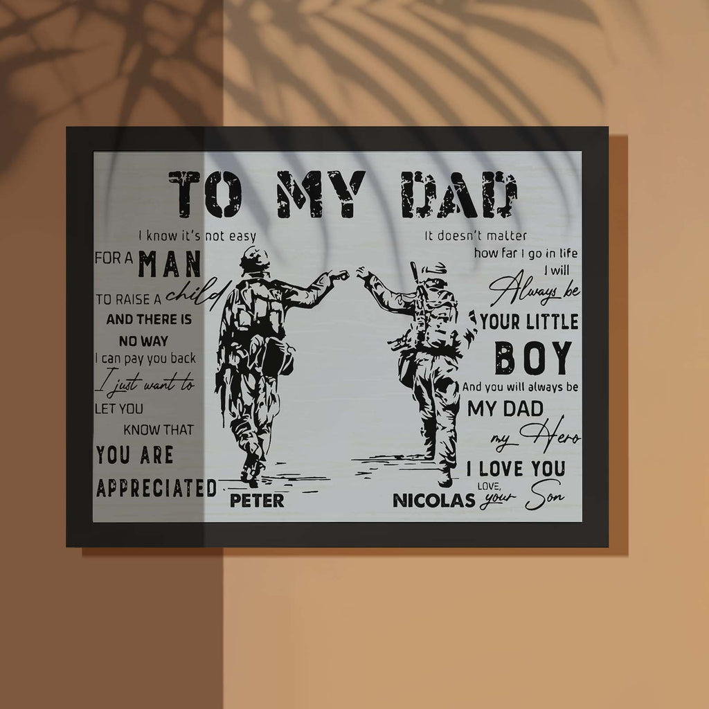 Custom Soldier Wooden Frame Army Style To My Dad with Name Father's Day Gift