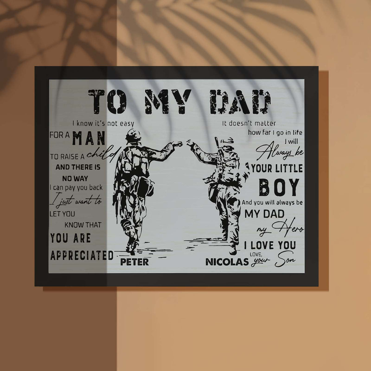 Custom Soldier Wooden Frame Army Style To My Dad with Name Father's Day Gift